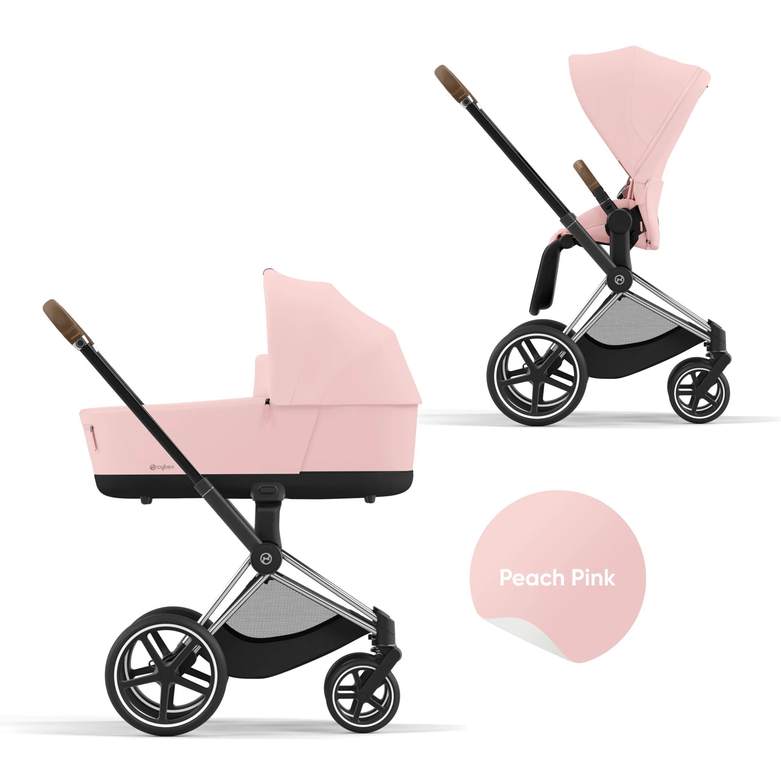 Cybex Priam IV Коляска 2 в 1, шасси Chrome Brown/Peach Pink