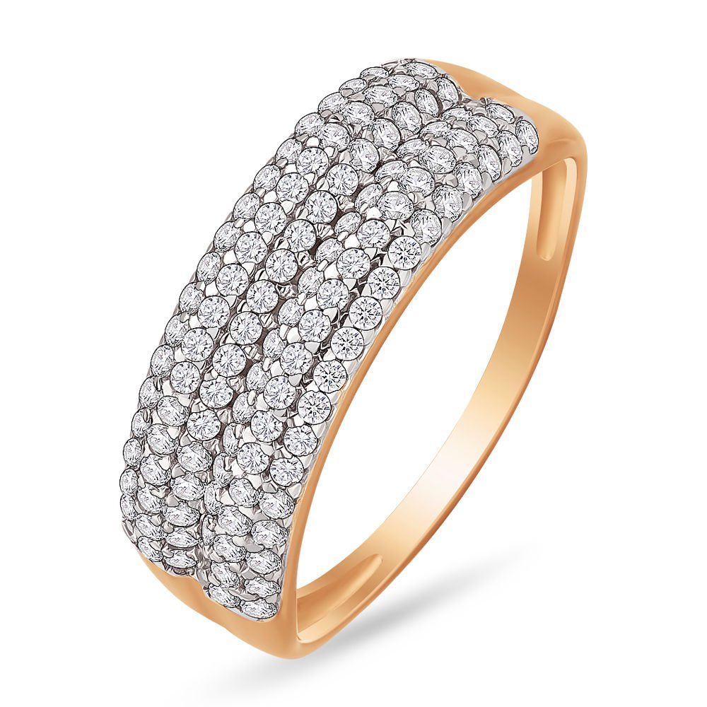Золотое кольцо с фианитами ромб 301-003-005