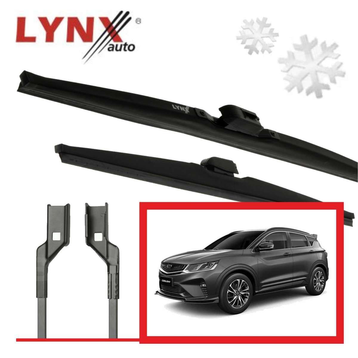 LYNXautoКомплекткаркасныхщетокстеклоочистителя,арт.Geely-Coolray-SX11-LW600-LW450-Push19mm,60см+45см