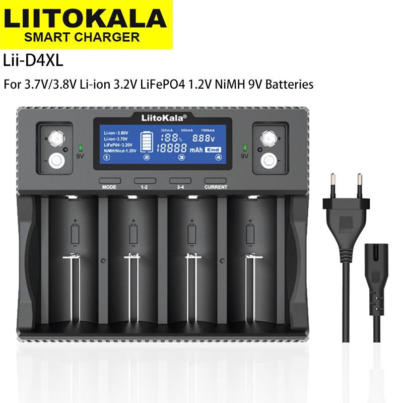 LiitoKala Зарядное устройство для аккумуляторных батареек LiitoKala Lii-D4XL-EU, фиолетовый