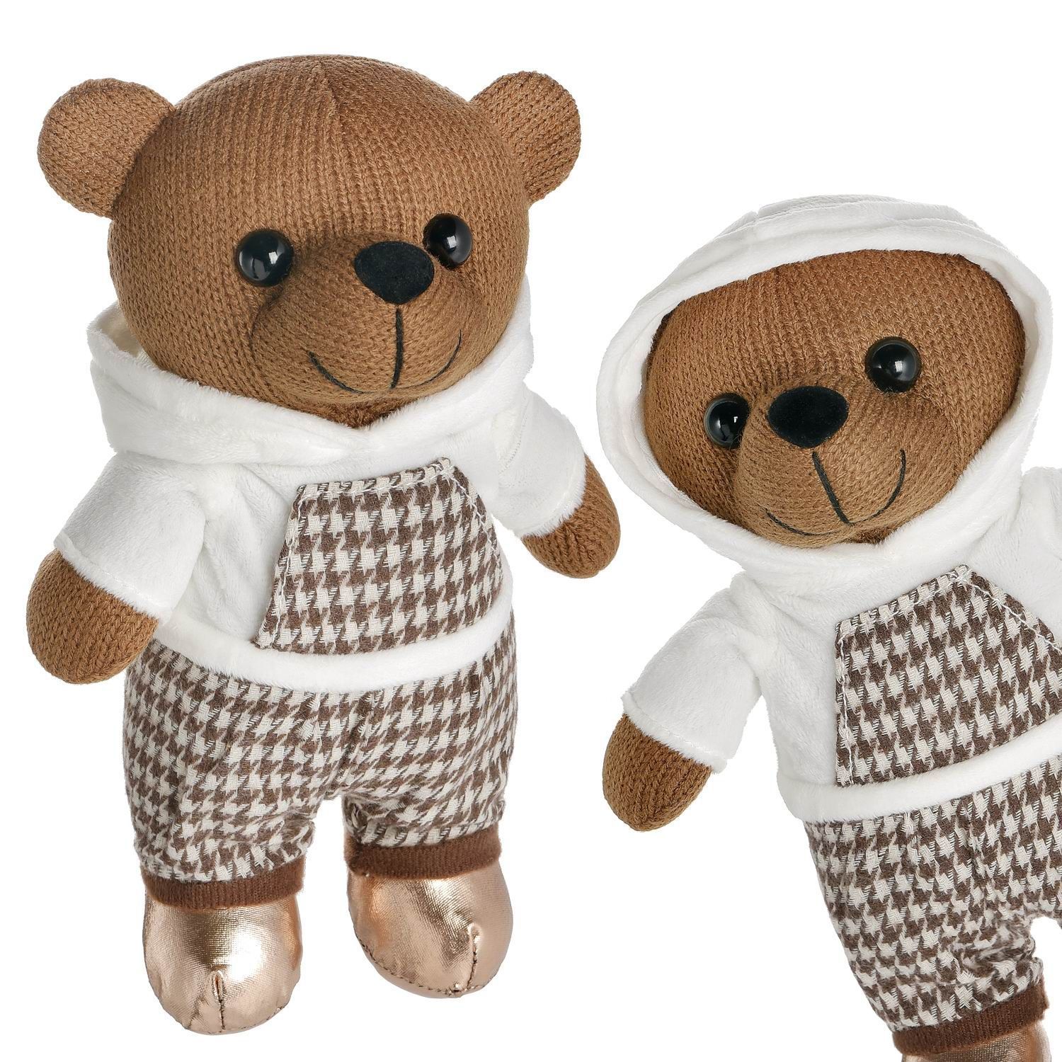 Мягкая игрушка Abtoys Knitted. Мишка вязаный мальчик в белом худи 22см -  купить с доставкой по выгодным ценам в интернет-магазине OZON (1261163602)