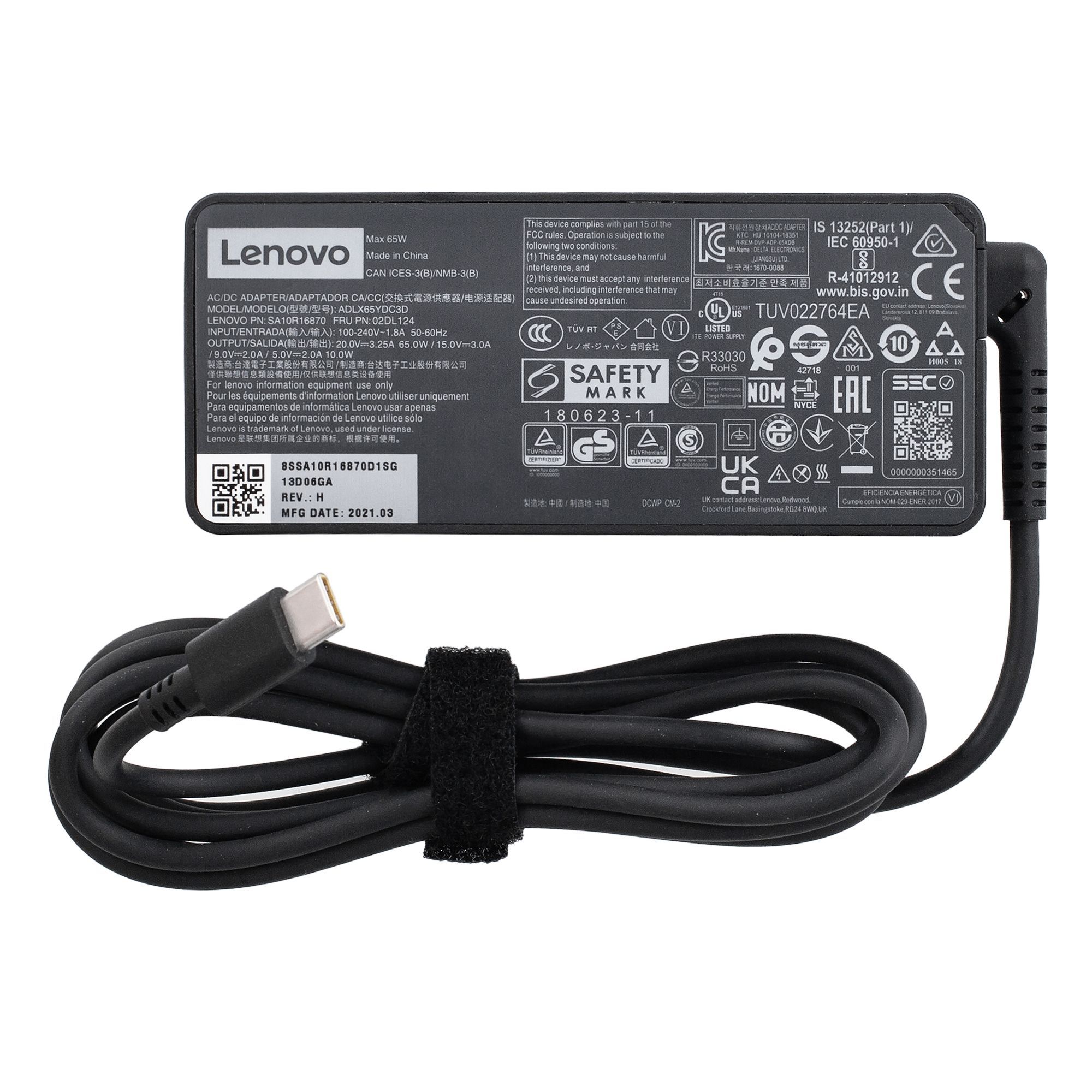 Блок питания 65W 20V Type-C 3.25A для ноутбука Lenovo V15 G3-IAP ThinkPad  E15 E14 15 G2-ARE ITL X390 L13 15 G3-ACL T480 , IdeaPad 5 15ITL05 /  ADLX65YLC3A ADLX65YCC3A - купить с