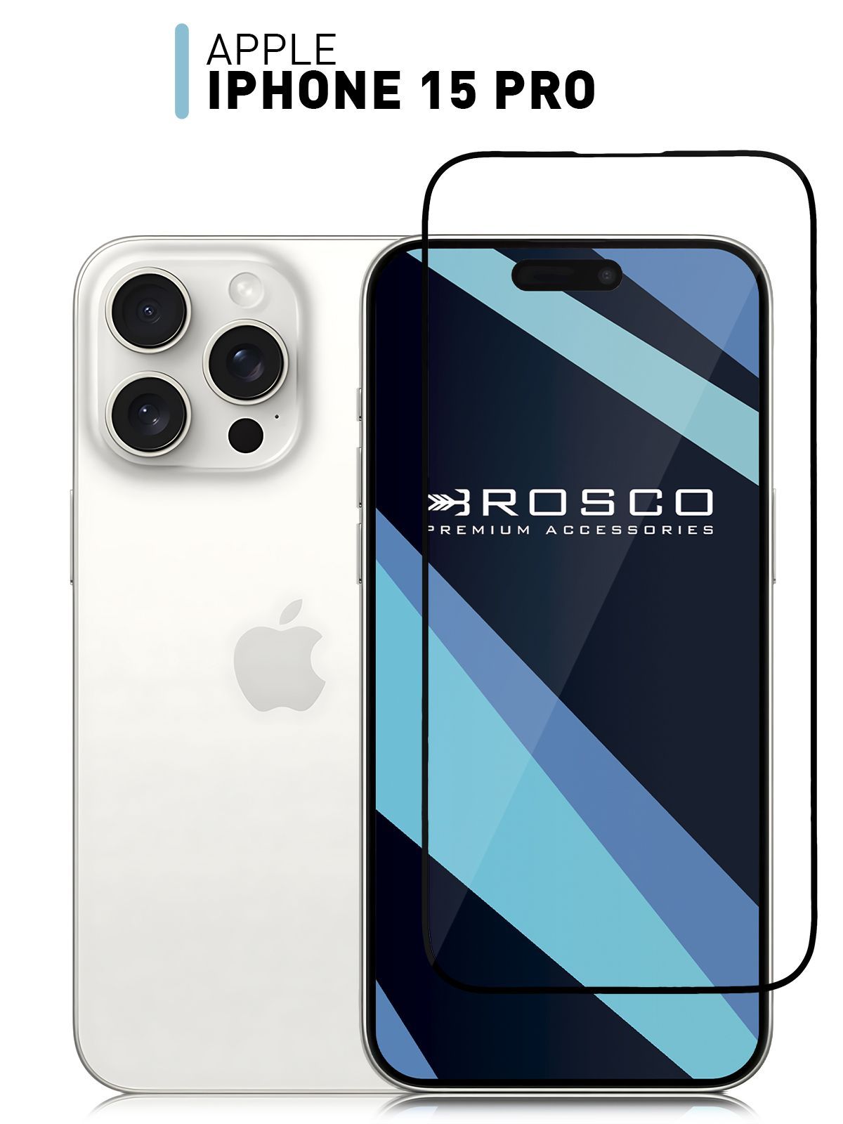 ЗащитноестеклонаiPhone15Pro(Айфон15Про)солеофобнымпокрытием,ROSCO