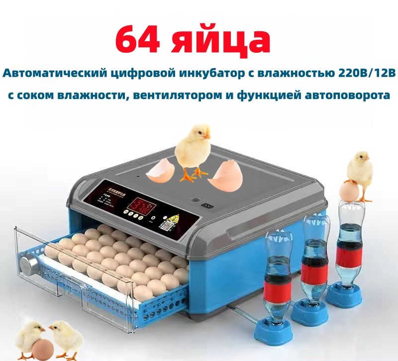 Полностью автоматический цифровой инкубатор влажности 220/12В на 64 ...