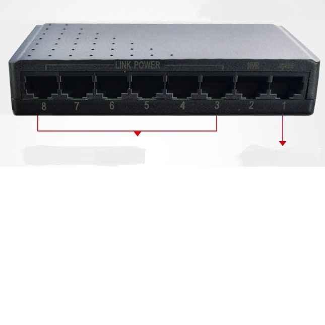 Универсальный коммутатор без блока питания Passive POE switch 12-55V 8 каналов (6 портов РоЕ + 2 порта Uрlink 100мбит/с), ПоЕ свитч