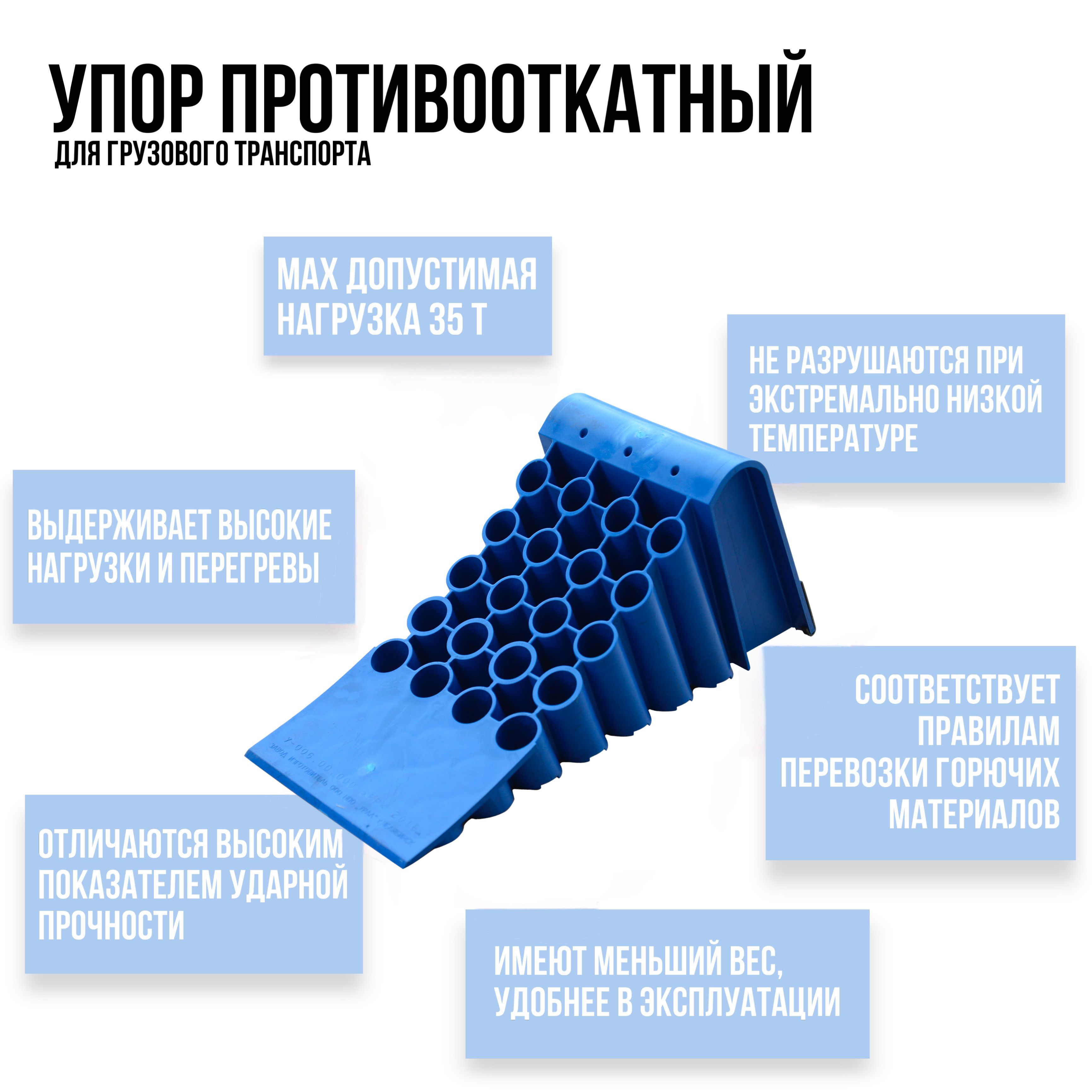 Упор противооткатный для грузового транспорта 480*210*200 мм, синий