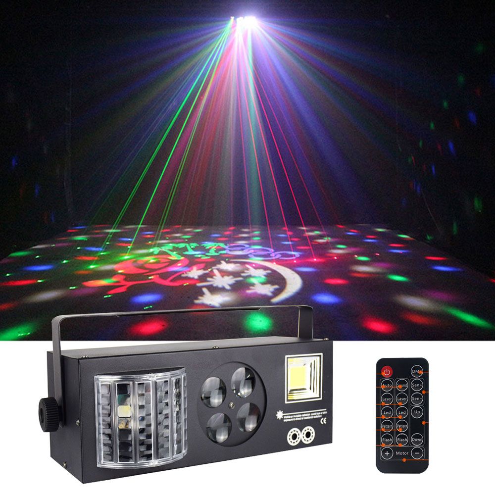 Светомузыка Disco Laser 3 4 в 1 с пультом управления, светодиодный прибор, диско лазер, стробоскоп