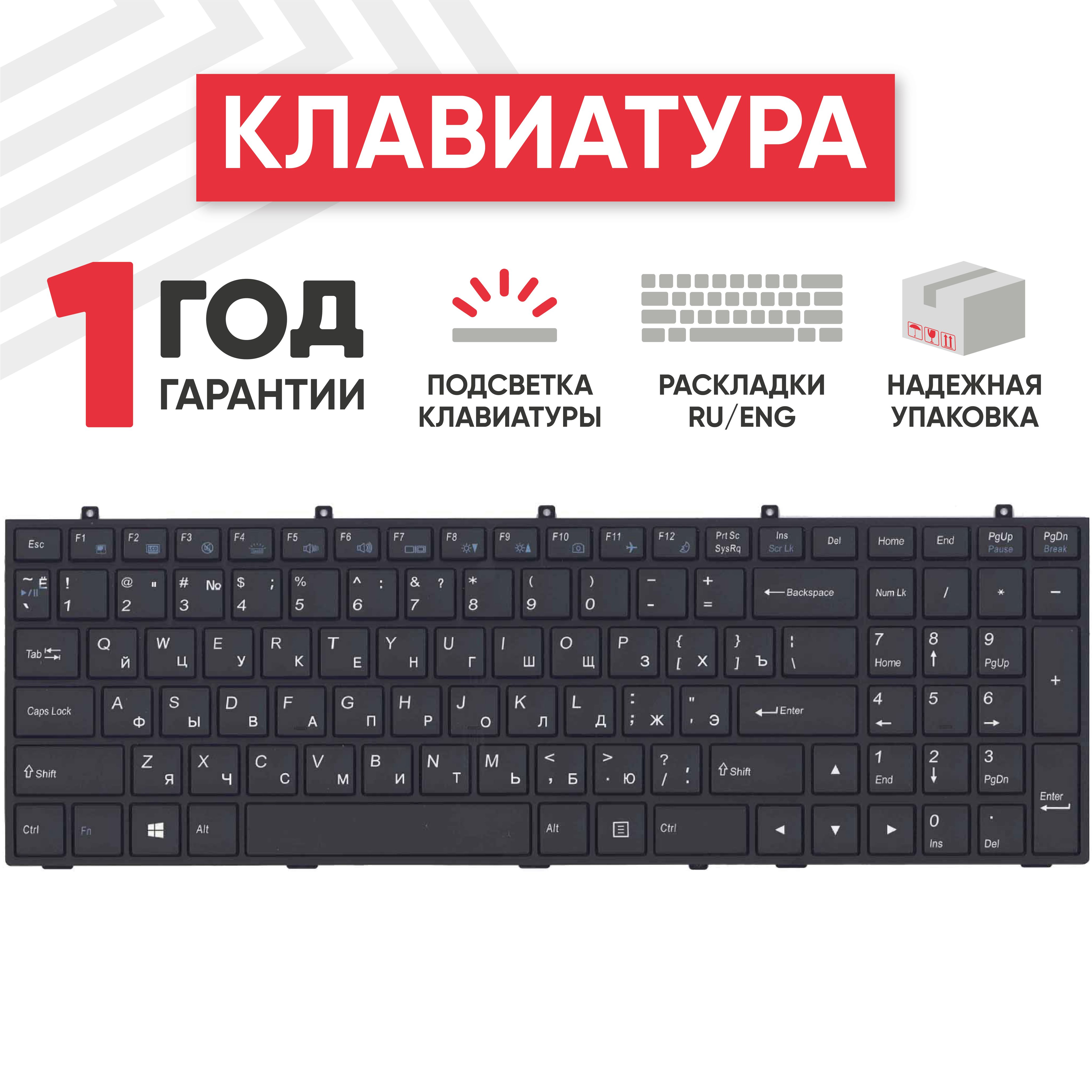 Клавиатура(keyboard)BatmeдляноутбукаDNS0170720,ClevoW350,W370cрамкойиподсветкой,плоскийENTER,черная