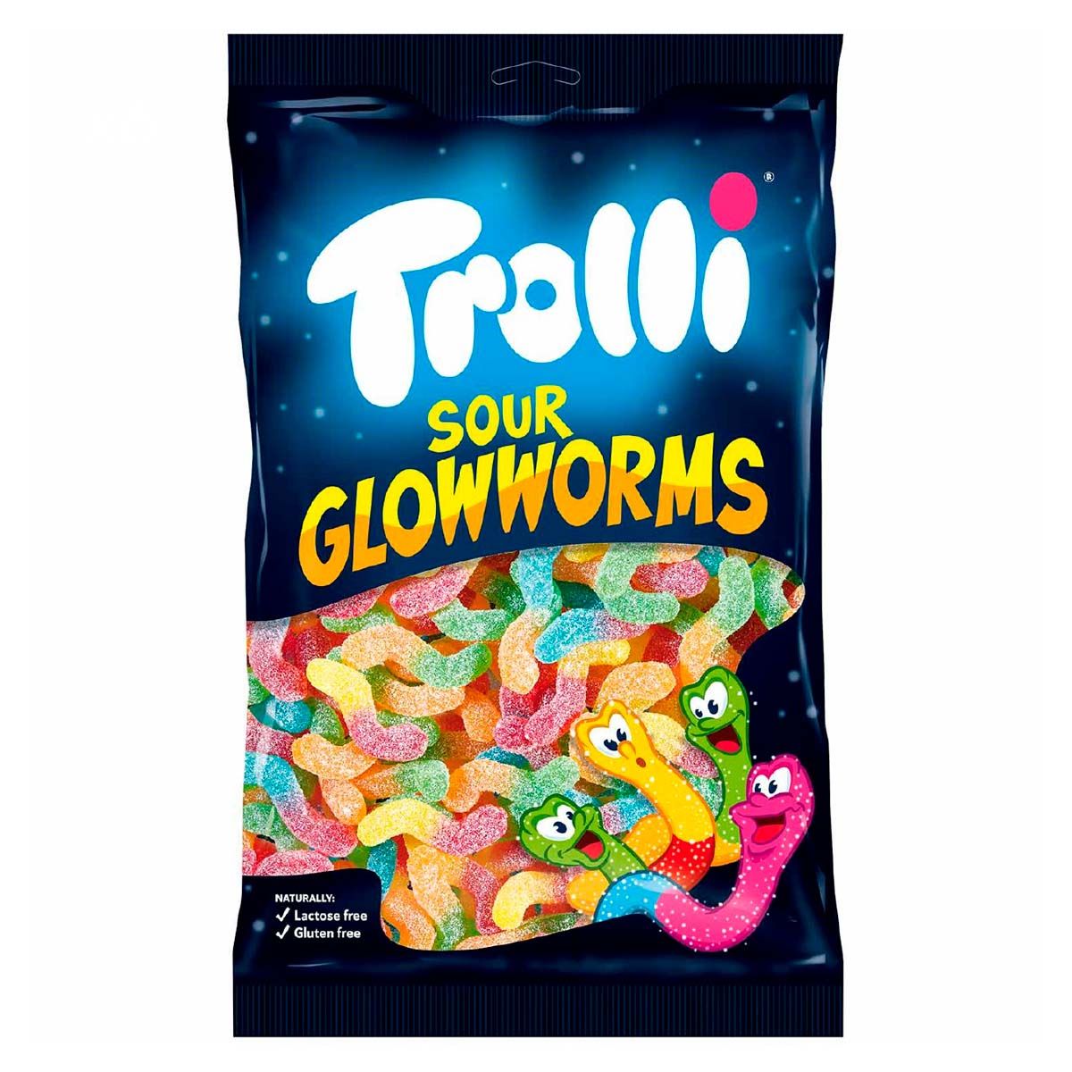 Жевательный мармелад Trolli Sour Glow Worms светящиеся червячки (Германия),  1000 г