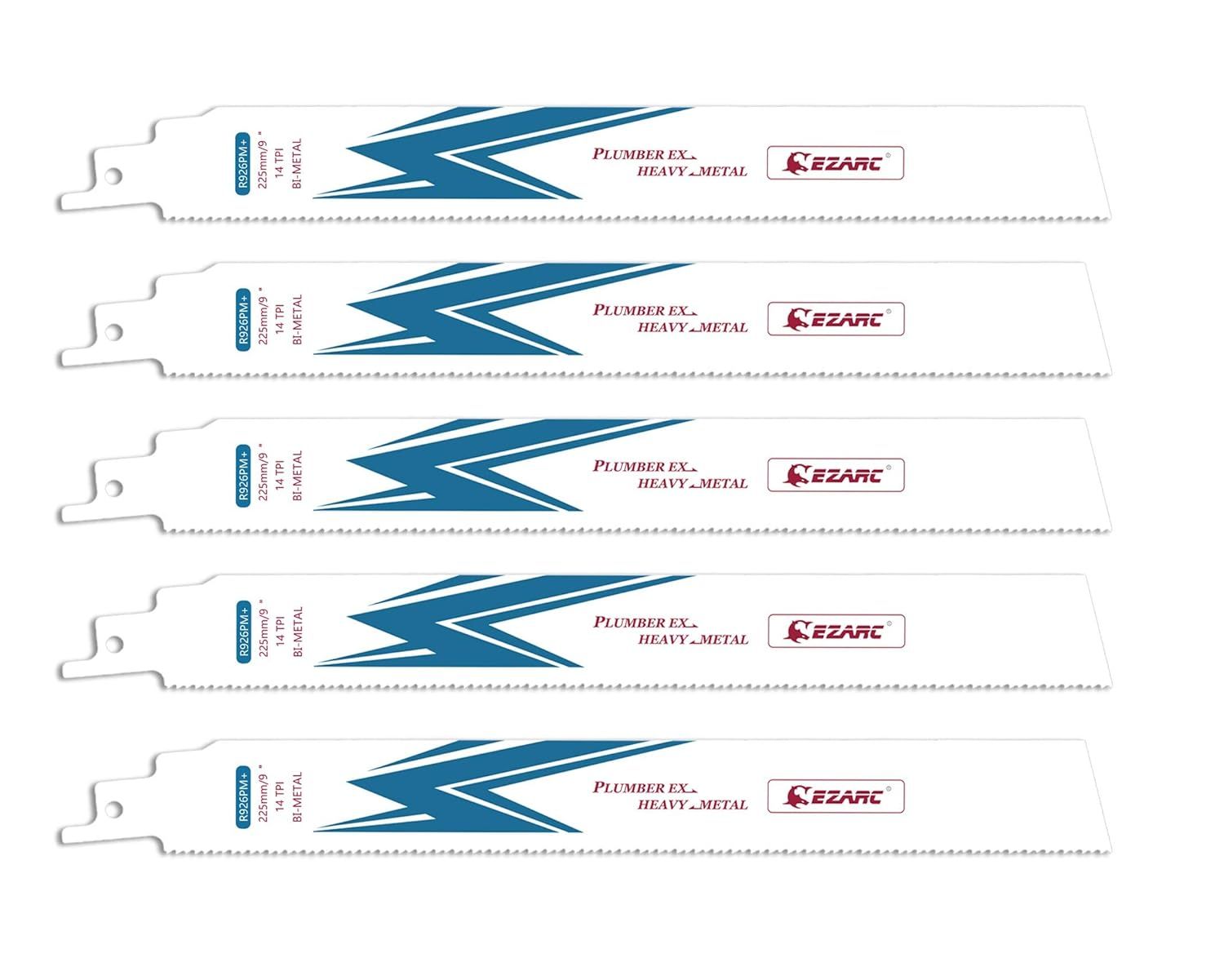 Кобальтовые усиленные полотна по металлу 14TPI 225мм EZARC для сабельной пилы 5шт