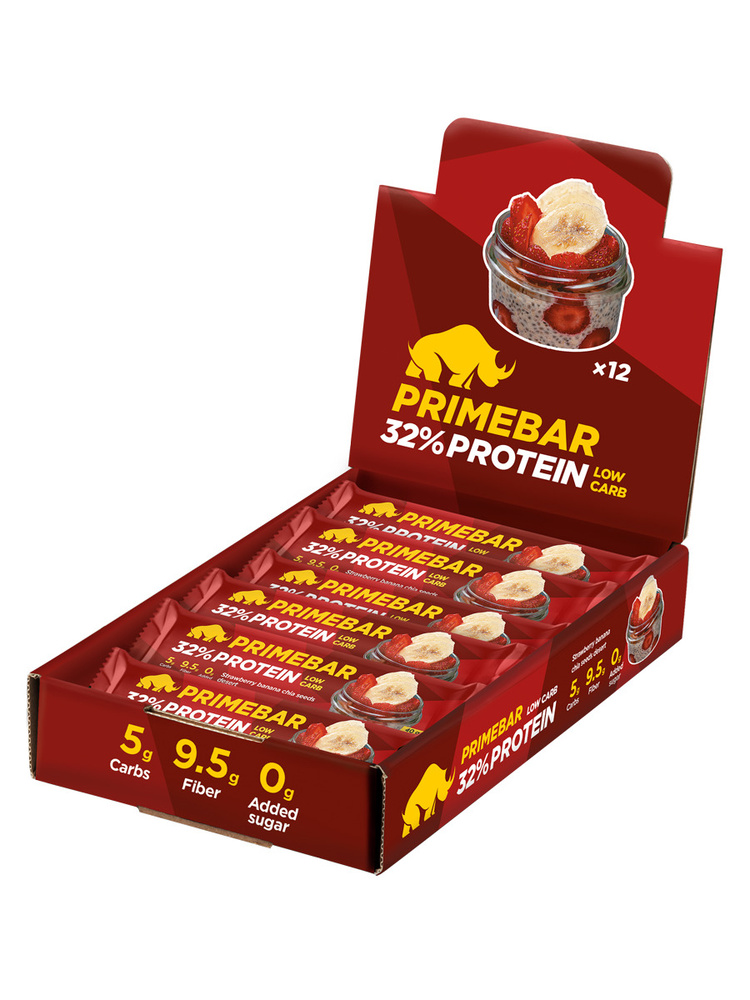 Протеиновый батончик PRIMEBAR LOW CARB Клубнично-банановый десерт с ...