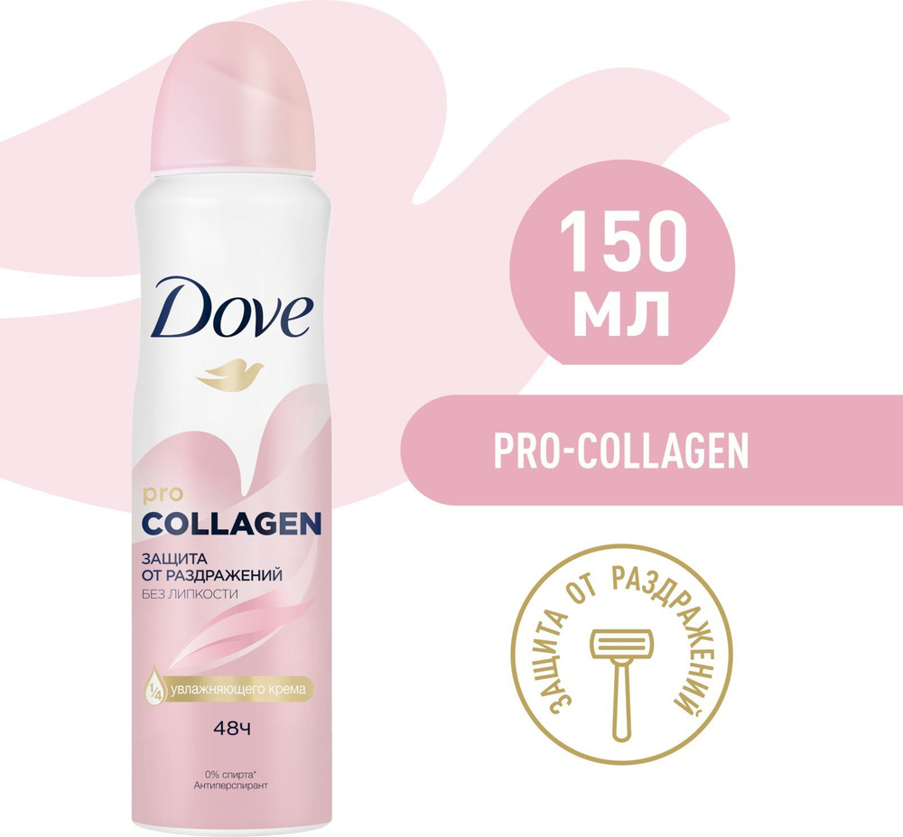 DOVE Антиперспирант-аэрозоль защита от раздражений без липкости с Pro-collagen комплекс 150 мл  #1