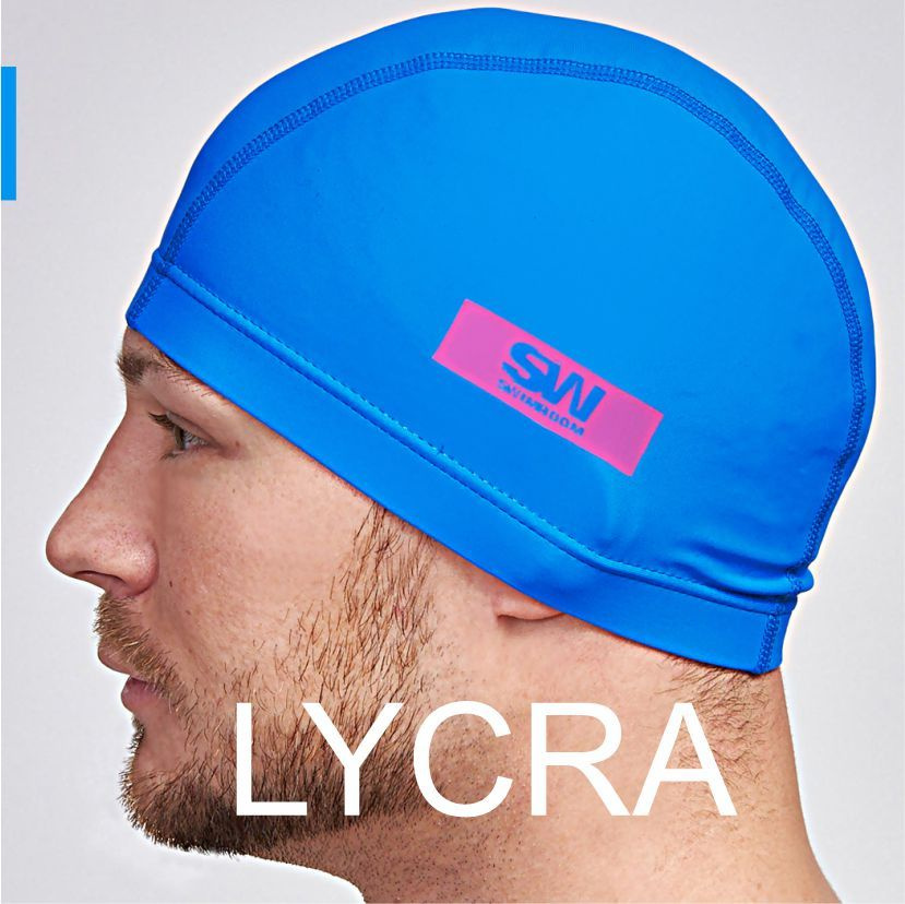 Тканевая шапочка для плавания SwimRoom "Lycra", размер 52-56, цвет Голубой  #1
