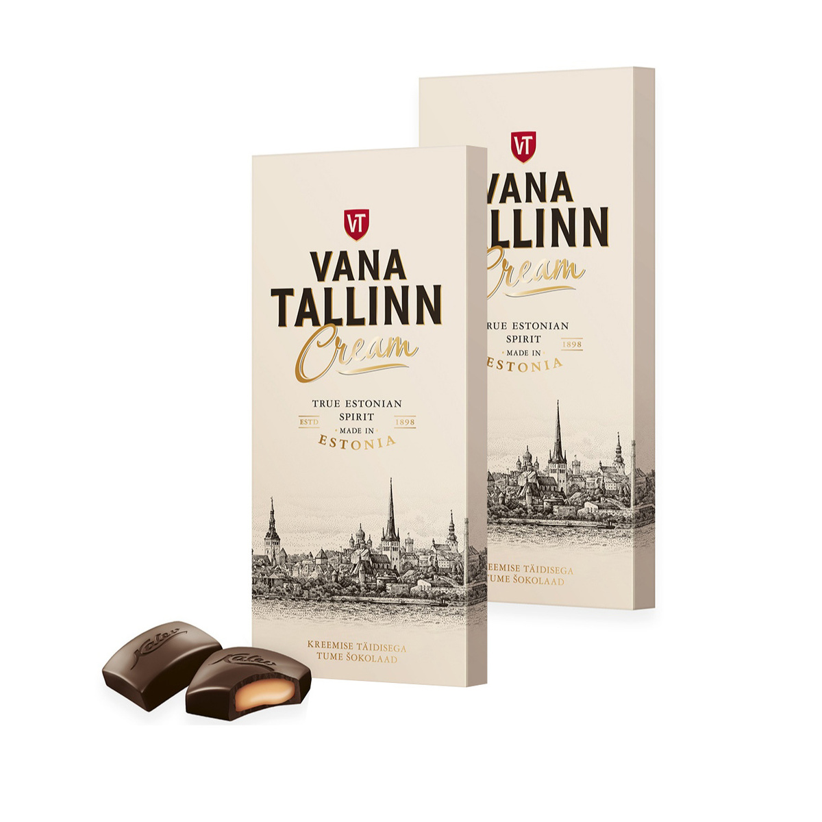 Шоколад Kalev темный с кремовой начинкой с ликёром vana Tallinn Cream