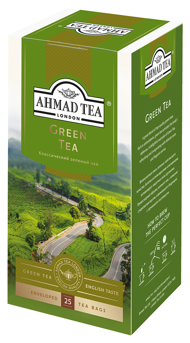 Чай в пакетиках зеленый Ahmad Tea Green Tea, 25 шт #1