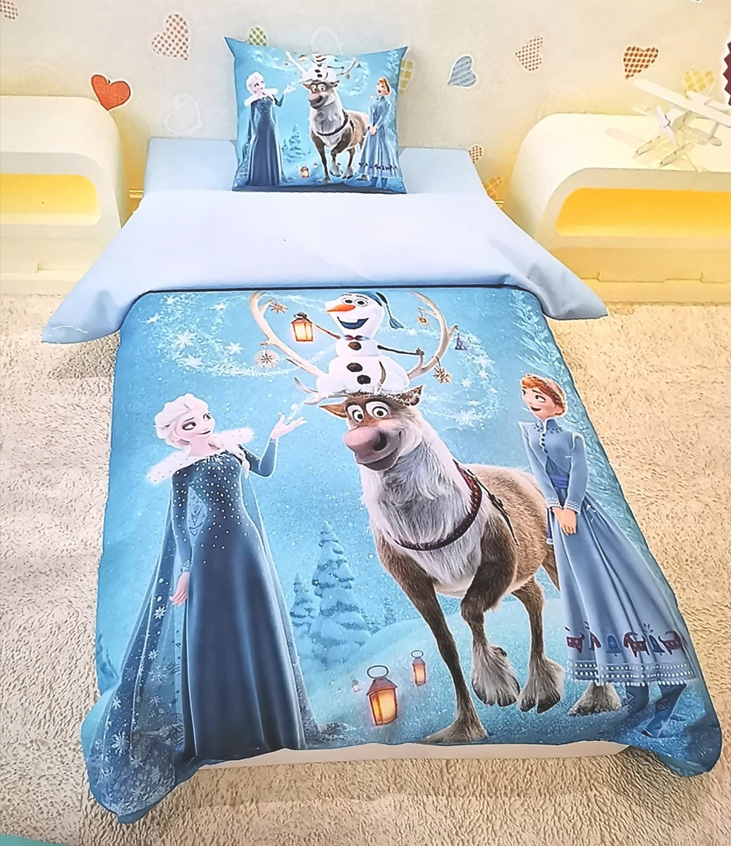 Комплект постельного белья DONA MOL голубой 1,5 спальный, Сатин, наволочки 50x70  #1