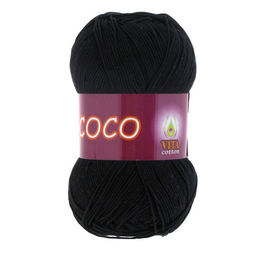 Пряжа для вязания VITA Coco, 10 шт, цвет: черный, состав: 100% Хлопок, 50 гр/240 м  #1