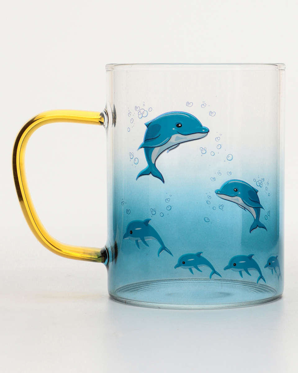 Кружка "Голубые дельфины" KIMBERLY стеклянная термостойкая, 400 мл.  #1