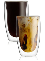 Limpid Side, Набор стеклянных стаканов с двойными стенками, Прозрачная чашка с двойным стеклом и двойным дном, 2 шт, 400 мл. Спонсорские товары