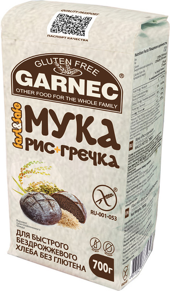 Мука Рис+Гречка без глютена Garnec 700г - купить с доставкой по ...
