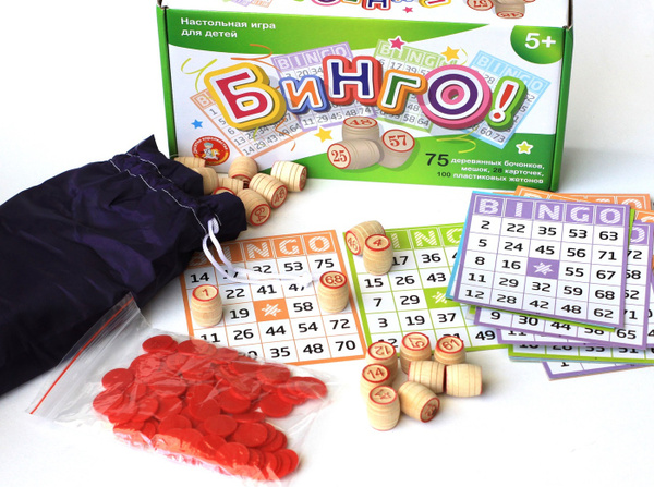 Настольная игра "Бинго" с деревянными бочонками (русское лото ...
