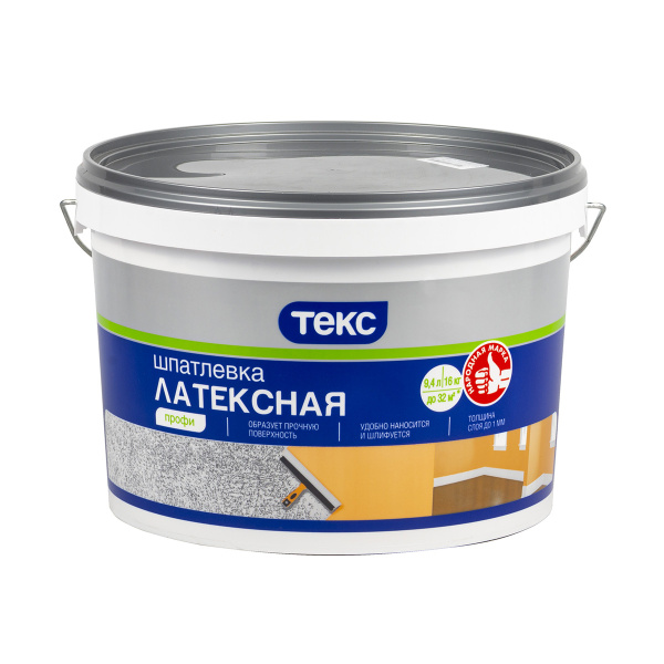 Шпатлевка латексная Текс Профи, белая, 16 кг купить по низкой цене с ...