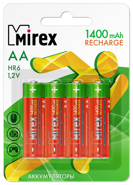 Аккумуляторы Mirex HR6 AA 1400 mAh аккумуляторные батарейки пальчиковые ...