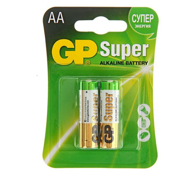 GP Батарейка AA, Щелочной тип, 1,5 В, 2 шт - купить с доставкой по ...
