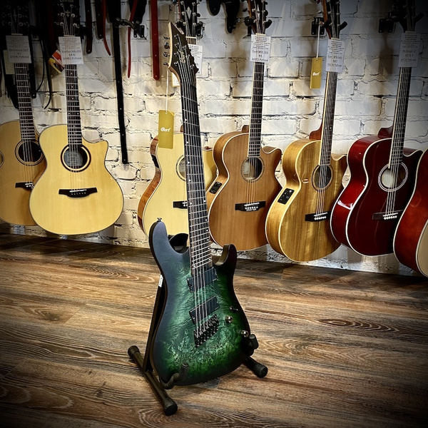 Электрогитара 7-струнная Cort KX507MS Star Dust Green мультимензурная ...