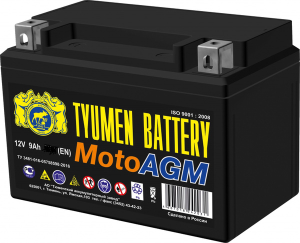 Аккумулятор для мототехники Tyumen Battery AGM 9 А.ч 6МТС-9 купить по ...