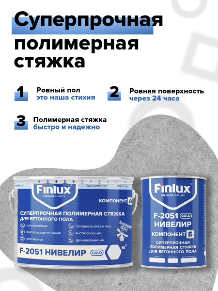 Полимерная стяжка Finlux F-2051 суперпрочная, ровнитель для наливного ...