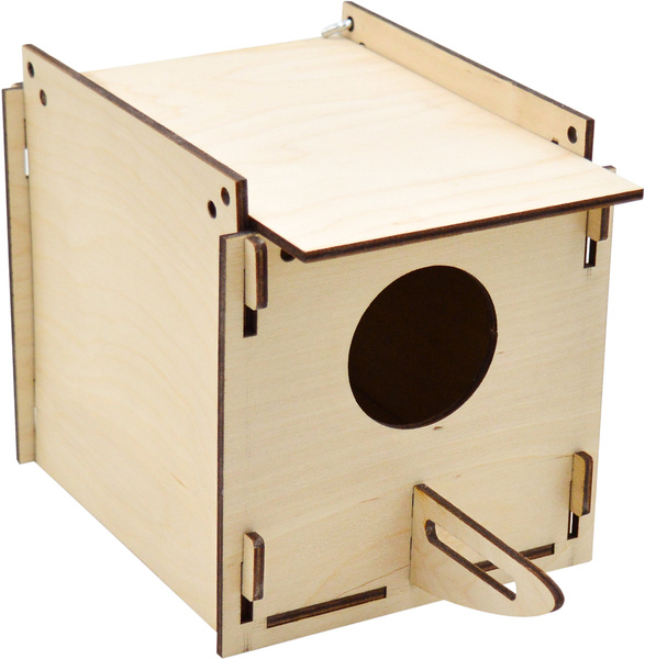 14501 домик д/птиц Скворечник квадратный, крепление к клетке, фанера 13 ...