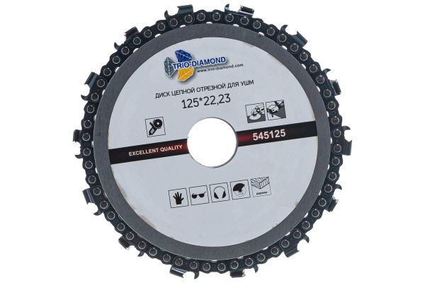 Диск цепной отрезной 125*22,23 мм по дереву Trio-Diamond 545125 ...