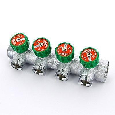 Коллектор НВ 1" FAR 4 выхода 3/4" Н 45 мм - купить в интернет-магазине ...