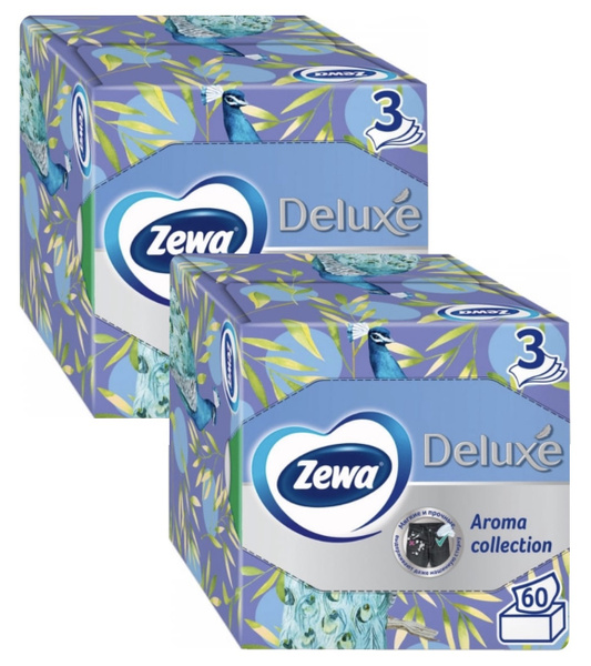 Салфетки бумажные Zewa Deluxe Зева Арома Коллекция, 60 шт * 2 упаковки ...
