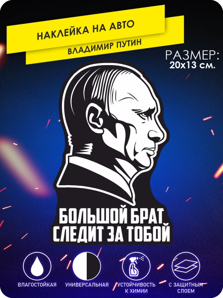 наклейки на автомобиль - Большой брат, Владимир Путин - 20х13 см ...