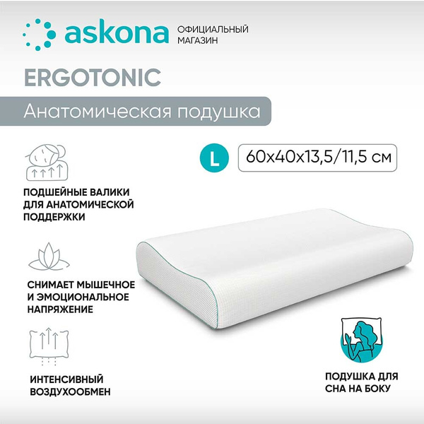 Анатомическая подушка 40x60 см, ASKONA ErgoTonic high - купить по ...