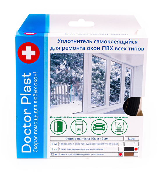 Уплотнитель для окон Doctor Plast вспененная резина EPDM черный 12м ...