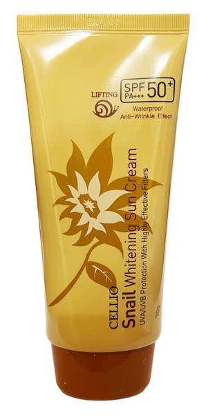 CELLIO Солнцезащитный крем с муцином улитки Snail Whitening Sun Cream ...