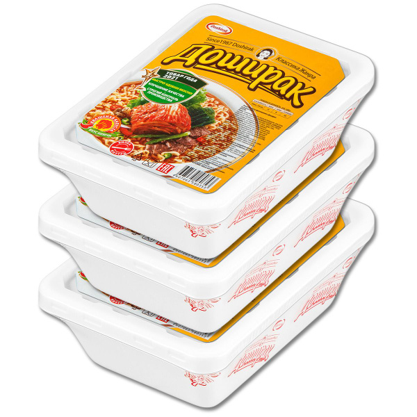 Лапша быстрого приготовления Доширак "Кимчи", в лотке 90 г, 3 шт ...