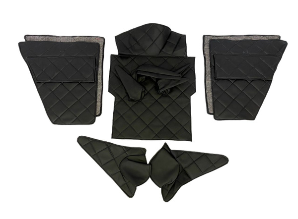 Обивка салона УАЗ 469 (в/кожа, поролон, ватин) чёрный ромб, 7 предметов ...