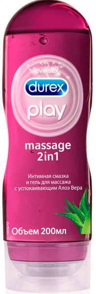 Дюрекс, гель-смазка Play Massage 2 in 1 с успокаивающим Алоэ Вера, 200 ...