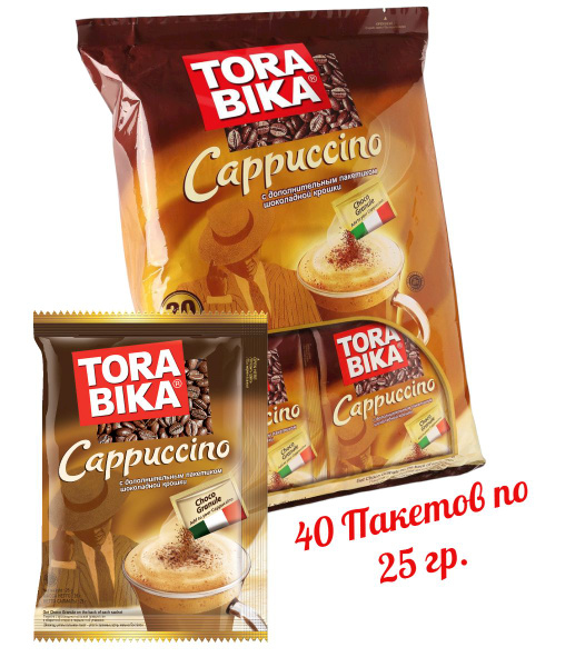Растворимый кофе TORA BIKA Капучино с шоколадной крошкой, 40 пакетов по ...