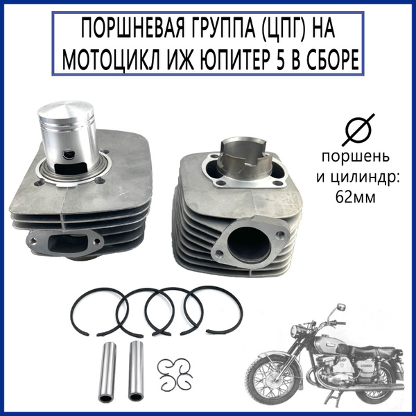 Поршневая группа (ЦПГ) на мотоцикл Иж Юпитер 5 в сборе - купить по ...