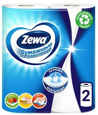 Бумажные полотенца Zewa 2-слойные, 2 рулона - купить с доставкой по ...