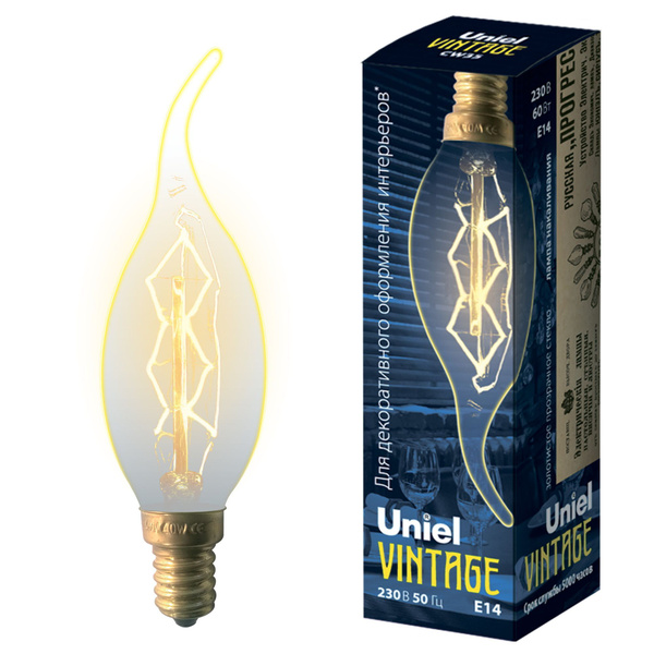 Лампочка Uniel E14 Свеча на ветру 250 Лм 3000 К - купить в интернет ...