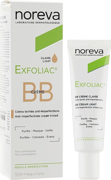 Норева ВВ крем для лица, светлый тон, 30 мл (Noreva, Exfoliac) - купить ...