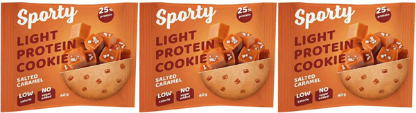 Печенье Sporty Light protein cookie Соленая карамель, комплект: 3 ...