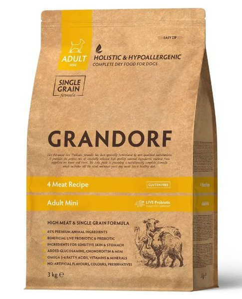 Grandorf Mini 4 Meat&Brown Rice Грандорф для взрослых собак мелких ...