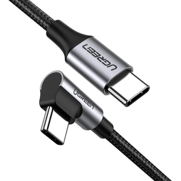 Кабель USB Type-C Ugreen US255 Type C to Type C угловой (90) 3A PD 60W ...